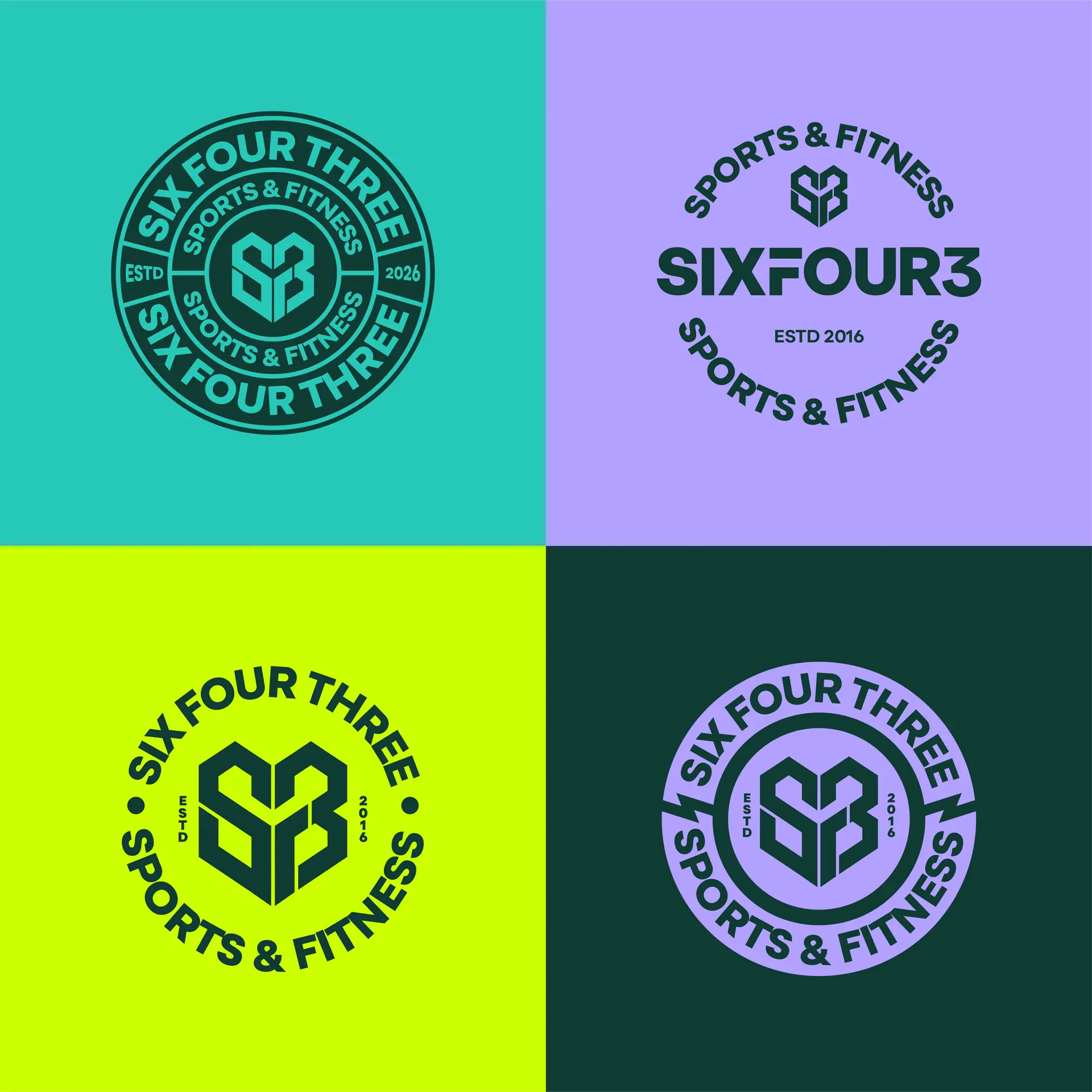 SixFour3 circular badge variations and logo seal system designed by Washington DC creative agency Design Noon