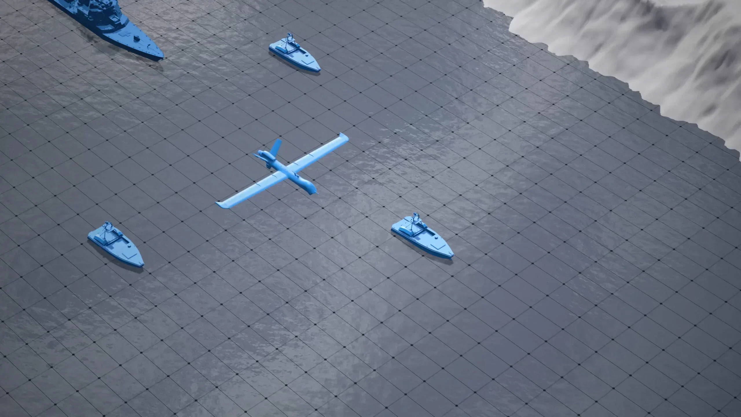 Integer Tech Power and Energy 3D animation simulation featuring maritime and aerial systems by Design Noon 2D and 3D animation agency