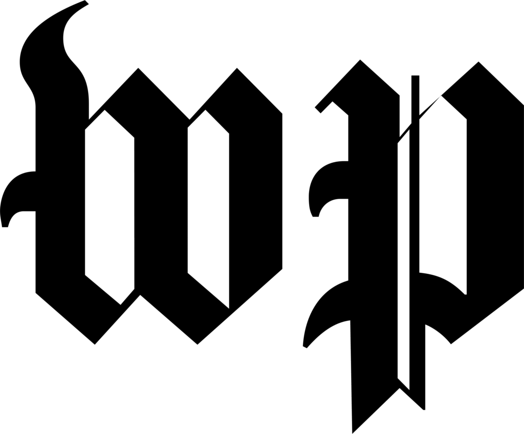 Official black emblem logo for The Washington Post featuring the stylized blackletter initial monogram WP