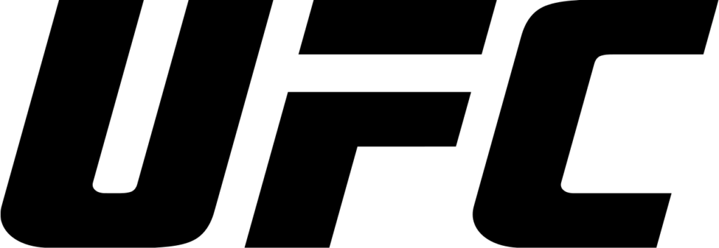 Official black wordmark logo for UFC featuring bold italic sans-serif typography