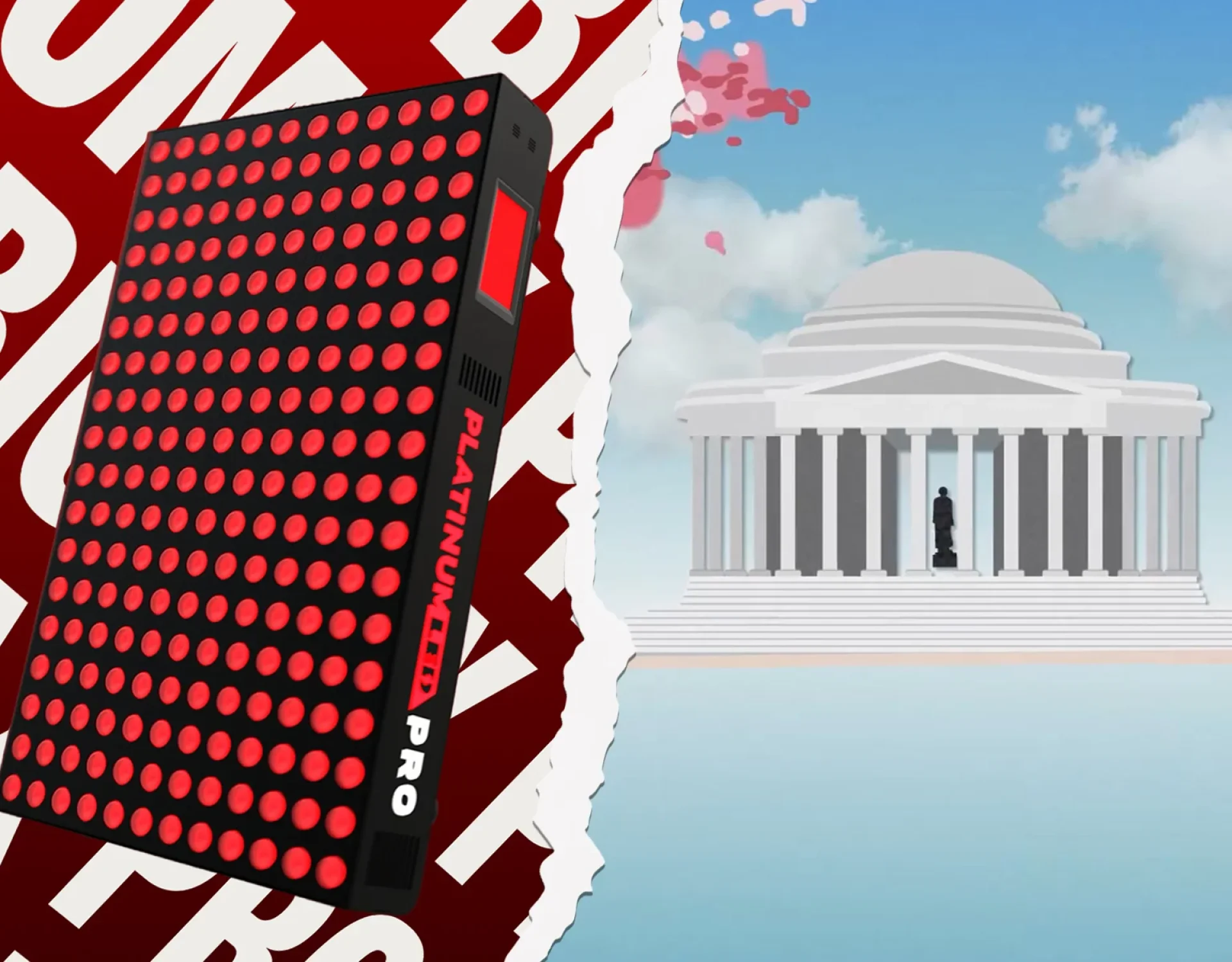 2D vs 3D animation comparison graphic featuring Jefferson Memorial illustration by Washington DC studio Design Noon