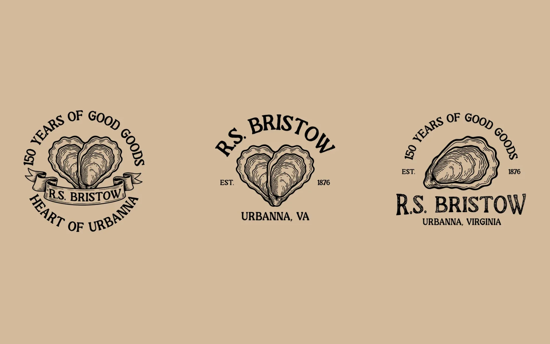 RS Bristow 150 Years of Good Goods vintage oyster stamp brand marks created for merchandise by Washington DC creative agency Design Noon work portfolio