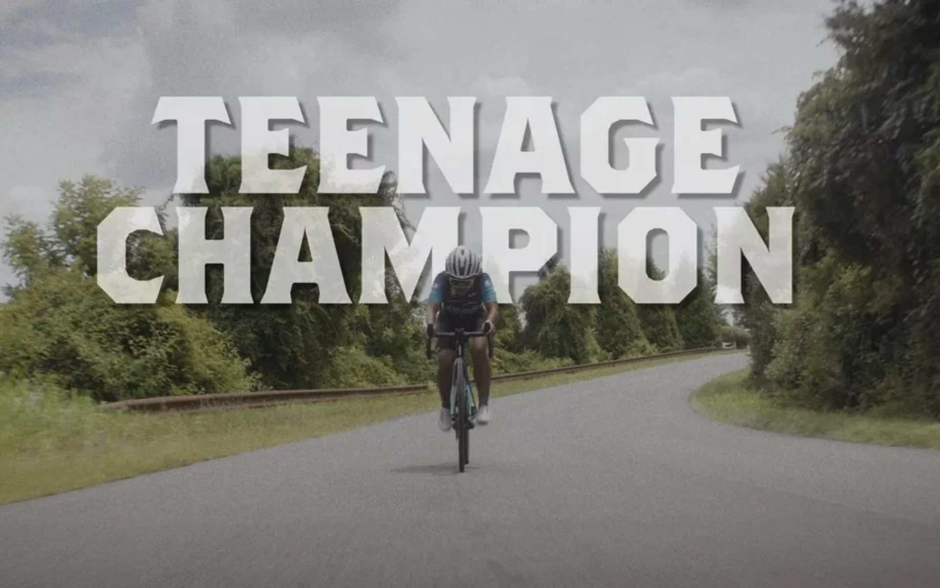 Teenage Champion cycling video production title card by Washington DC video production agency DNAFILMCO featured in Design Noon work portfolio